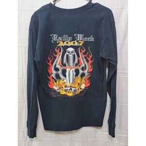 Joe Cool Biker Rally Week 2007 Long Sleeve Tee  Gildan Ultra Cotton  Size M  Bla